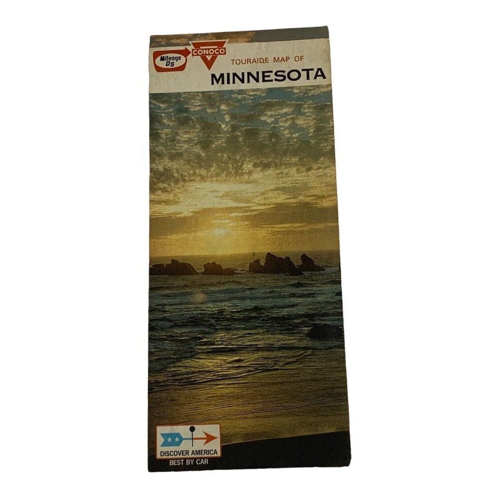 Vintage 1966 Conoco Touraide Road Map of Minnesota Travel Road Map (See Desc)